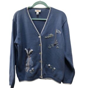 Talbot’s Embroidered golf button-down cardigan, S
